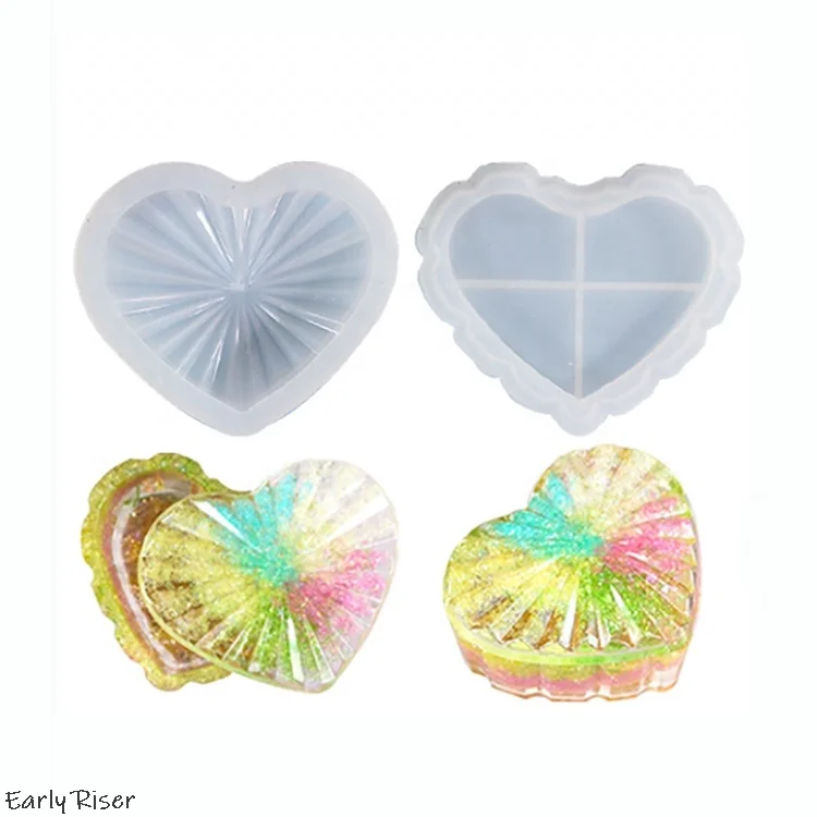 Early Riser DIY Stripe Love Storage Box Epoxy Resin Silicone Mold Ornament Storage Box Home Storage Decoration Handicraft Making