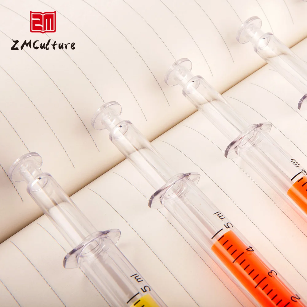 Manufacturer syringe pen injection take notes using syringe style highlighter pen bulk order in stock