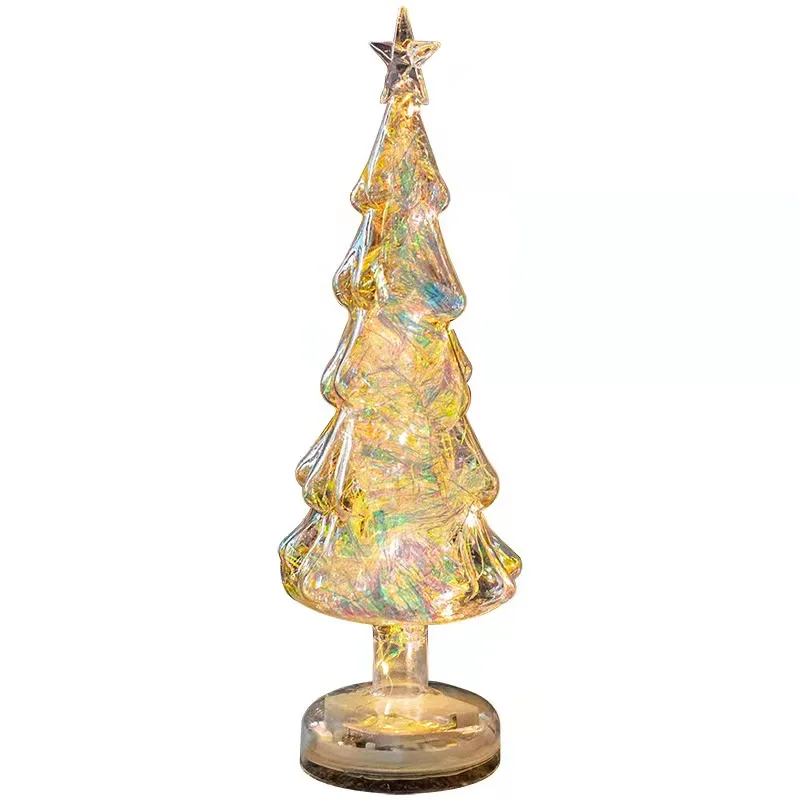Wholesale Christmas Decoration Supplies Glass Tree Ornament With Led Light