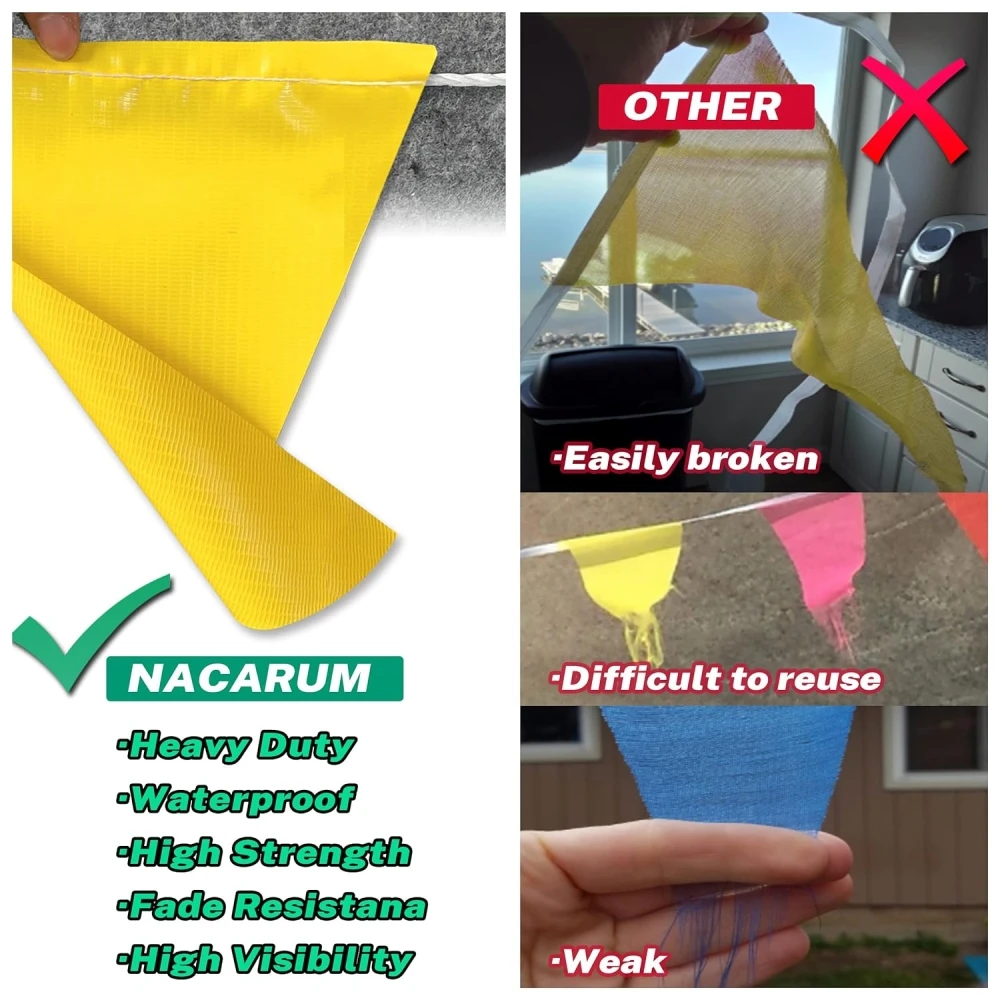 Red Orange Pennant Safety Flags Banners Traffic Barrier Line Parking Events Roof Perimeter Boundary Construction Workplace