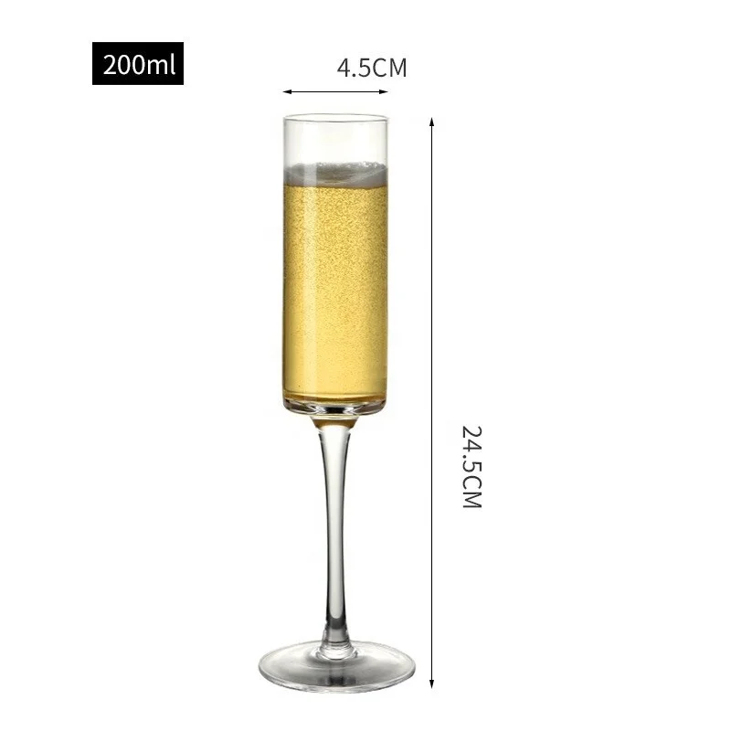 Clear Champagne Glasses Flute Goblet Lightweight Cylinder Champagne Glasses 200ml Crystal for Wedding Wine Country 10 Oz CN;CHO