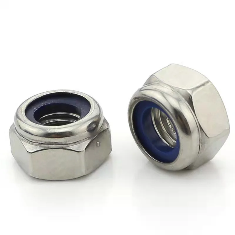 DIN985 Stainless Steel Hex Nylock Nut M5 M6 M8 M12 Hexagon Lock Nut High Quality Nylon Insert Nylock Nuts