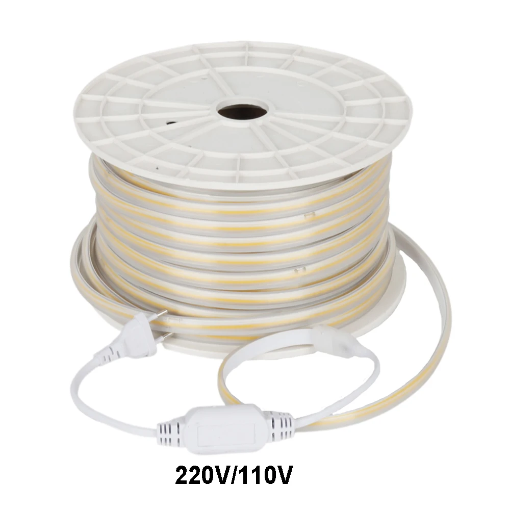 IP65 водонепроницаемая гибкая светодиодная лента 220v Cinta Led 110v Cob Light CE ROHS 50 м 100 настраиваемые Светодиодные полосы высокого напряжения