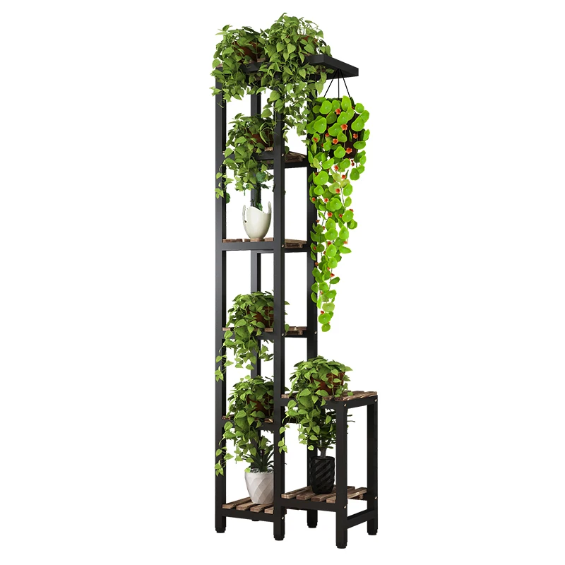 3-7 tiers white black iron frame plant green plants shelves stand floor home furniture for living room