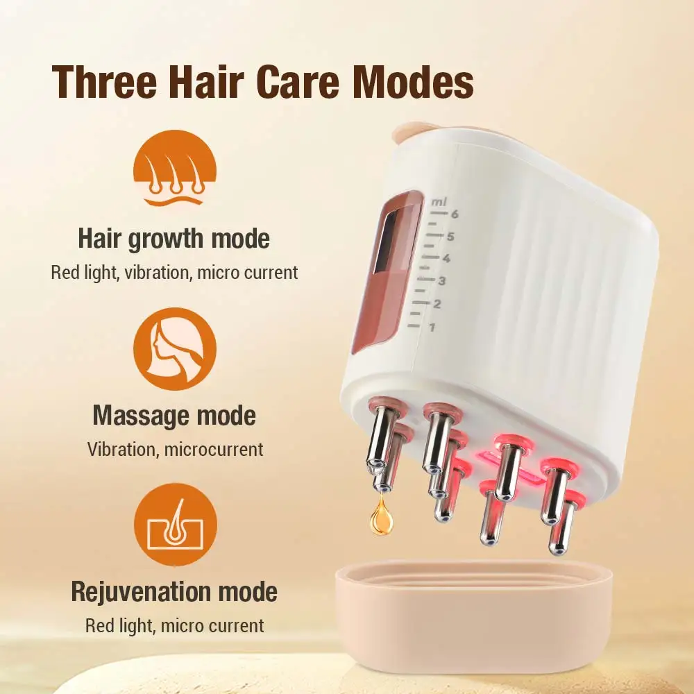Red Light Therapy Vibration Massage Brush Medicine Liquid Oil Applicator Microcurrent Head Scalp Massager Comb for Hair Growth