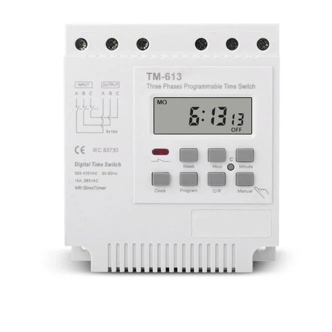 Three Phases 380V 7 Days Weekly Programmable Timer Relay Digital Electronic Microcomputer Time Control Pump Timing Switch