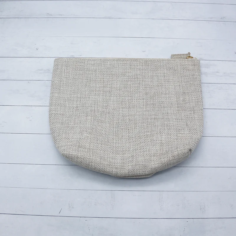 Fashion gray jute wallet zippered bag luxury cosmetic bags custom ziplock gray jute bags