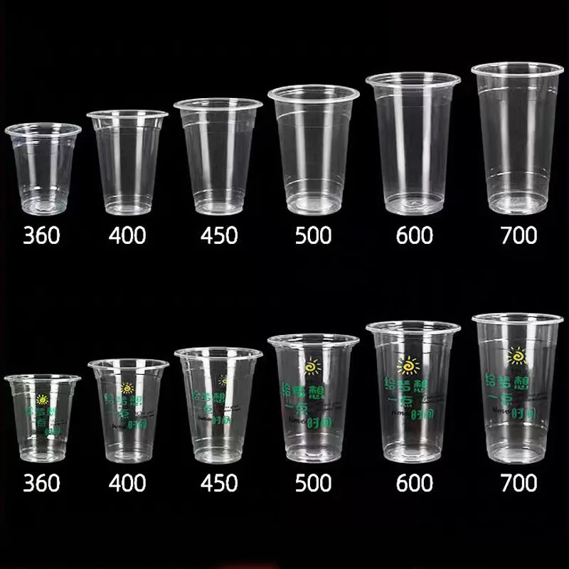 Thermoformed Thinner PP Cups Milkshake Smoothie Plastic Bubble Tea Juice Cups Thinner Cups with lid