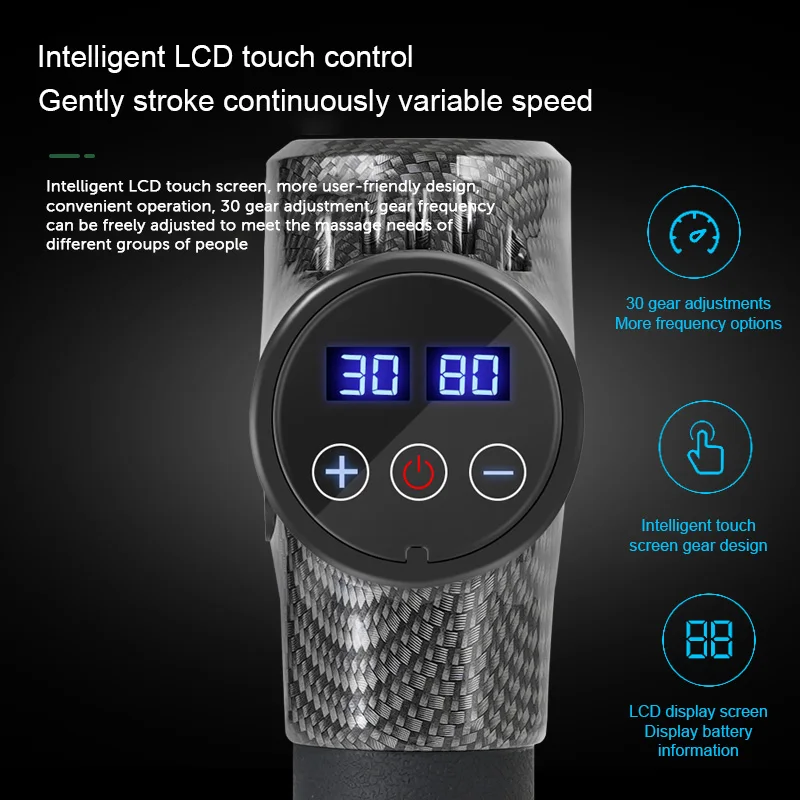 Sports Deep Tissue Body Fascia 30 Speed Lcd Screen Percussion Vibration Fitness Massager Muscle Massage Gun