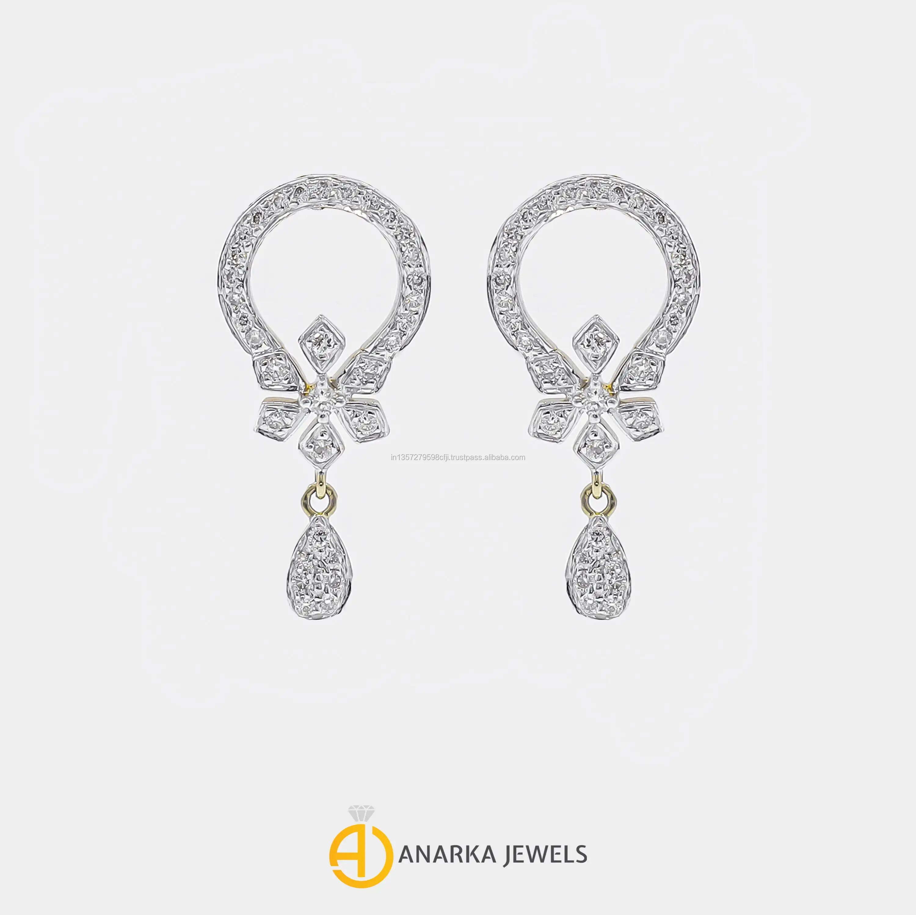 
Handmade 14K Yellow Gold Chandelier Style Diamond Earrings For Women AVT-075 