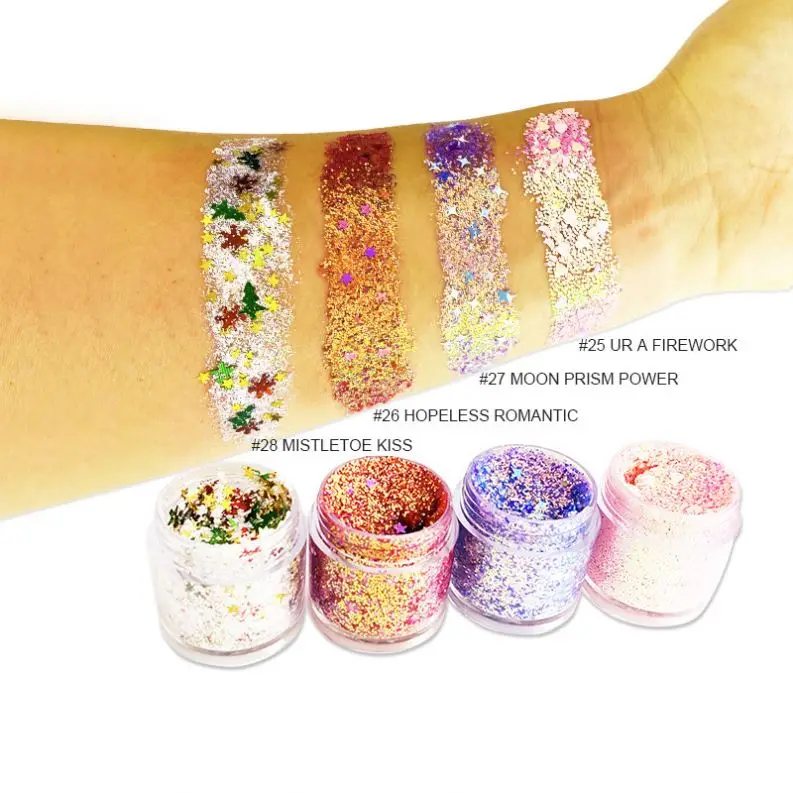 Beauty makeup neutral no logo colorful stage makeup glitter eye shadow cream EyeShadow body sequins