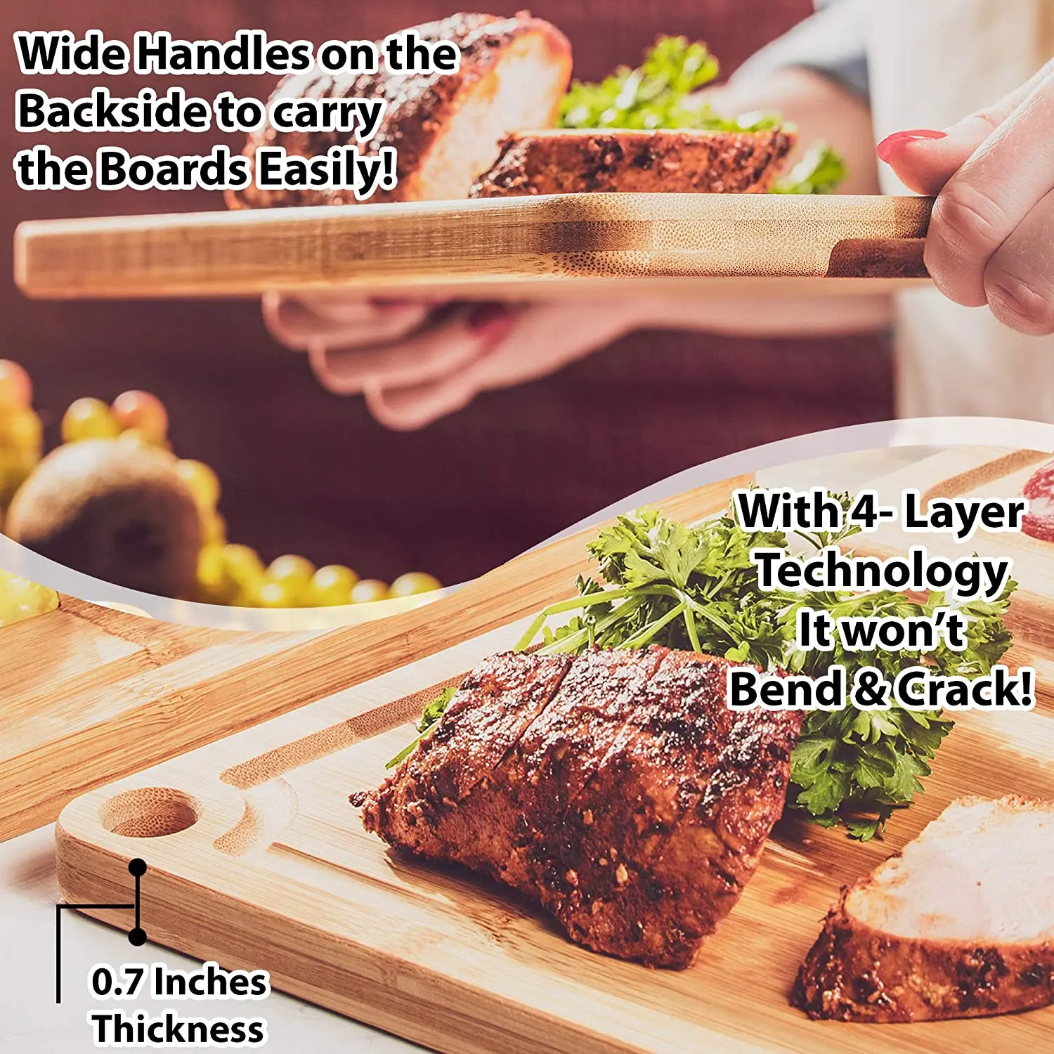 Cheap hot sale top quality  bamboo cutting board set of 3