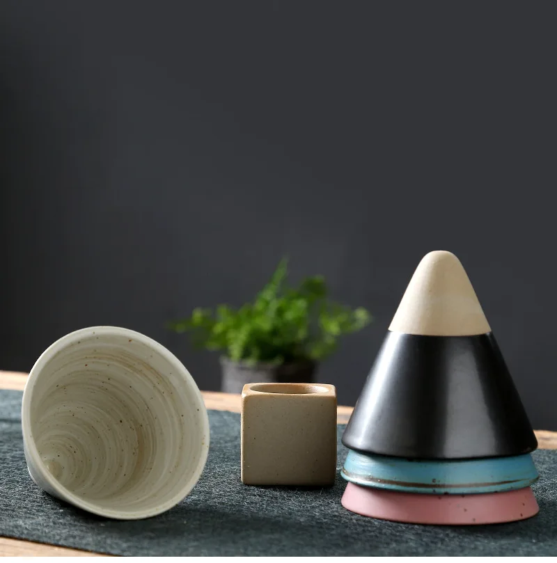 200ML Retro Coffee Cup Creative Cross-border Cups Funnel Ceramic Mugs Japanese Coarse Pottery Mug With Base