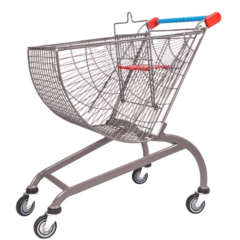 Leke Large Volume Supermarket Carts Finished with Chrome Shopping Trolley
