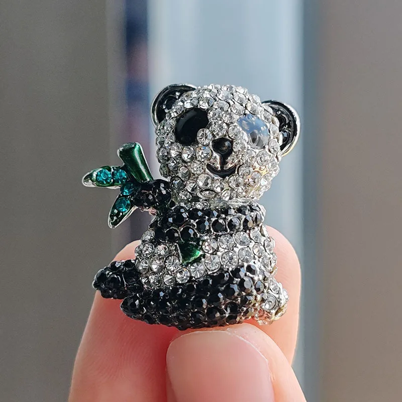 Alloy Panda brooch Cartoon animal rhinestone enamel brooch