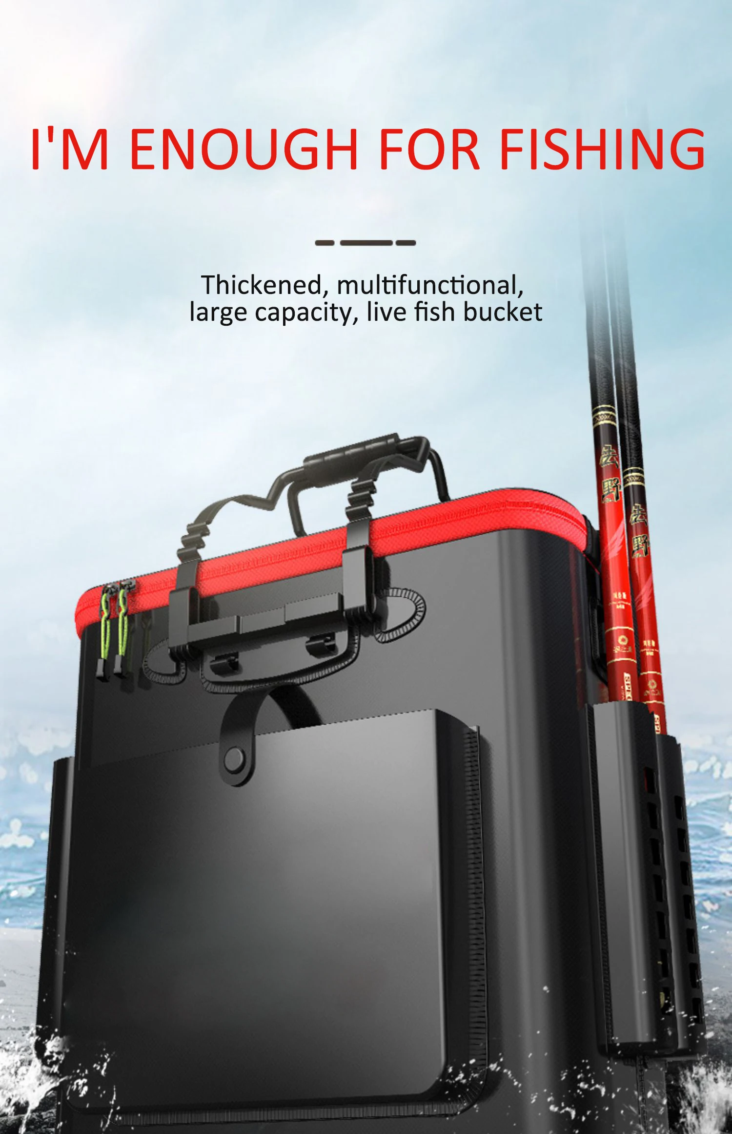 with Mini Oxygen Pump Portable Folding Collapsible Bucket Fish Live Container Box with Breathable Mesh Space Fishing Bucket
