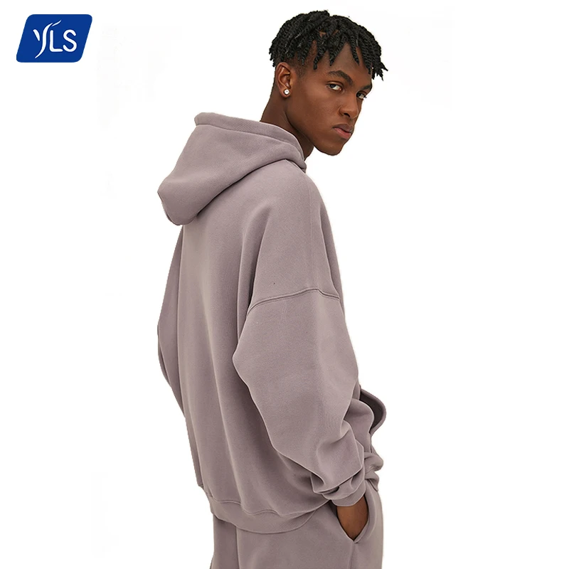 YLS OEM Custom No MOQ Stringless Heavyweight 350 Gsm Hoody Top Plain Fleece Super Oversized Blank Hoodies
