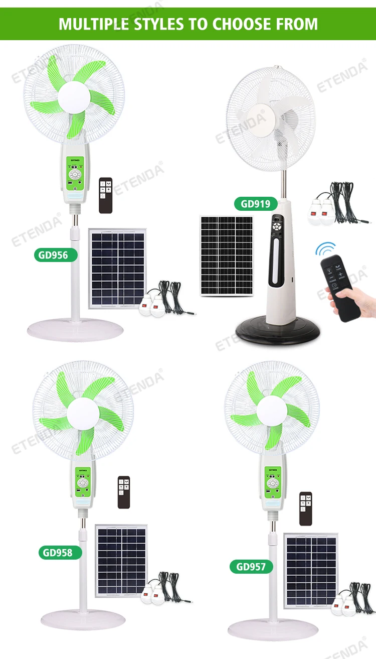 Hot-Selling  Floor Standing Fan Usb Rechargeable Solar Electric Fan With Solar Panel  with High Wind Speed Home Outdoor