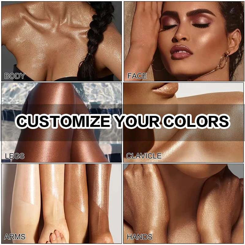 Manufacturer Long Lasting Liquid Highlighter Bronze Golden Glow Glitter Body Shining Oil Body Shimmer Oil Glow