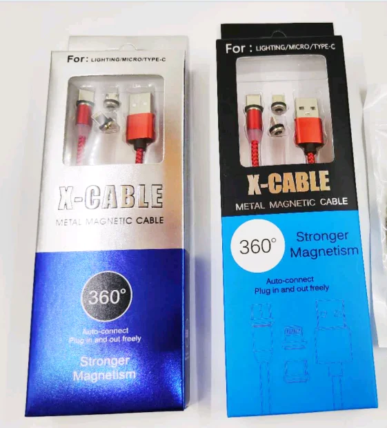 
1m 3.3FT Nylon Braided cable Micro USB Type C 3 in 1 magnet usb cable 