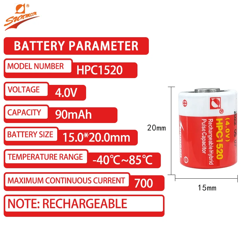 Customized HPC1520 4V Rechargeable battery capacitors For Smart water meter IoT devices