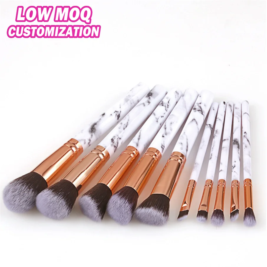 Частная этикетка изготовленным на заказ логосом оптовая продажа 10 шт, розовый и черный цвет, размеры плюс: кисти для макияжа мрамор набор кистей для макияжа с хранения канистра