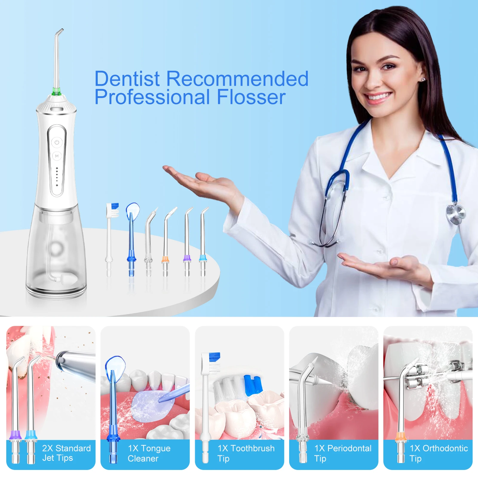 H2ofloss 2023 Newest Portable IPX7 Waterproof Dental Oral Irrigator Teeth Cleaning Water Flosser ultrasonic dental cleaner