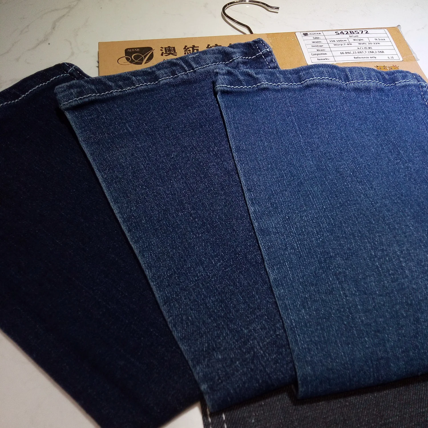 American high waist power stretch slub jean denim textile for girl pants