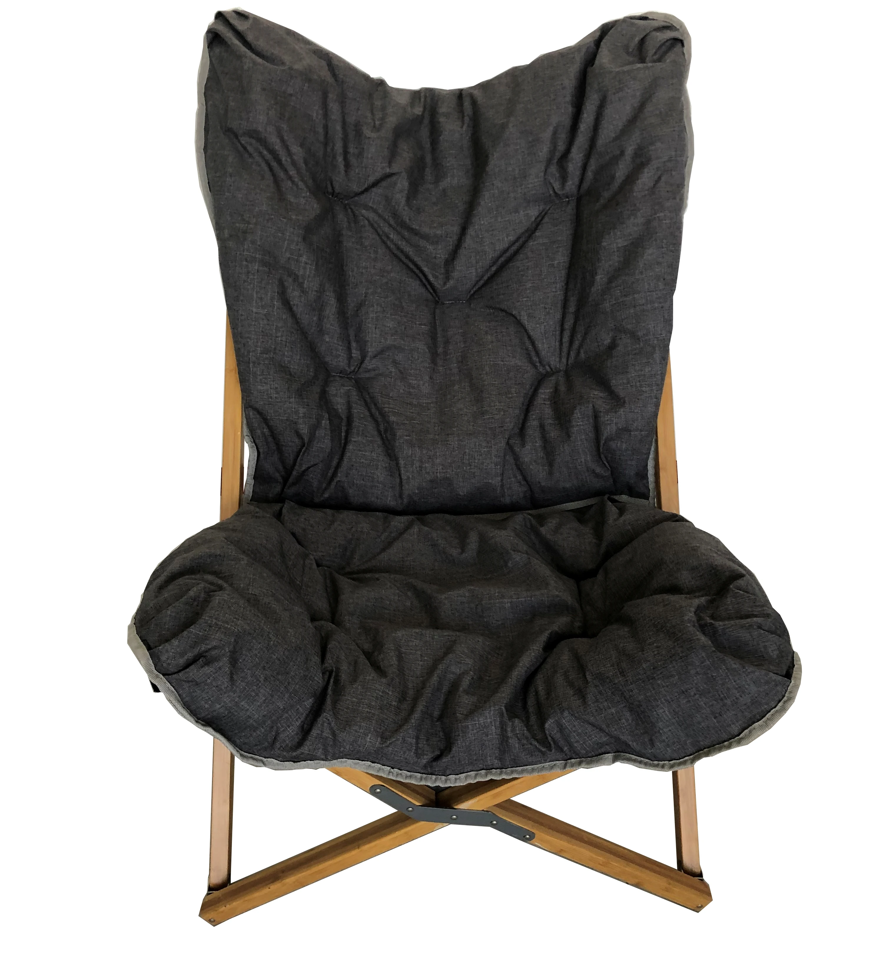 
foldable natural bamboo frame big boy sponge padded detachable cushion butterfly moon camping folding chair heavy duty fabric 