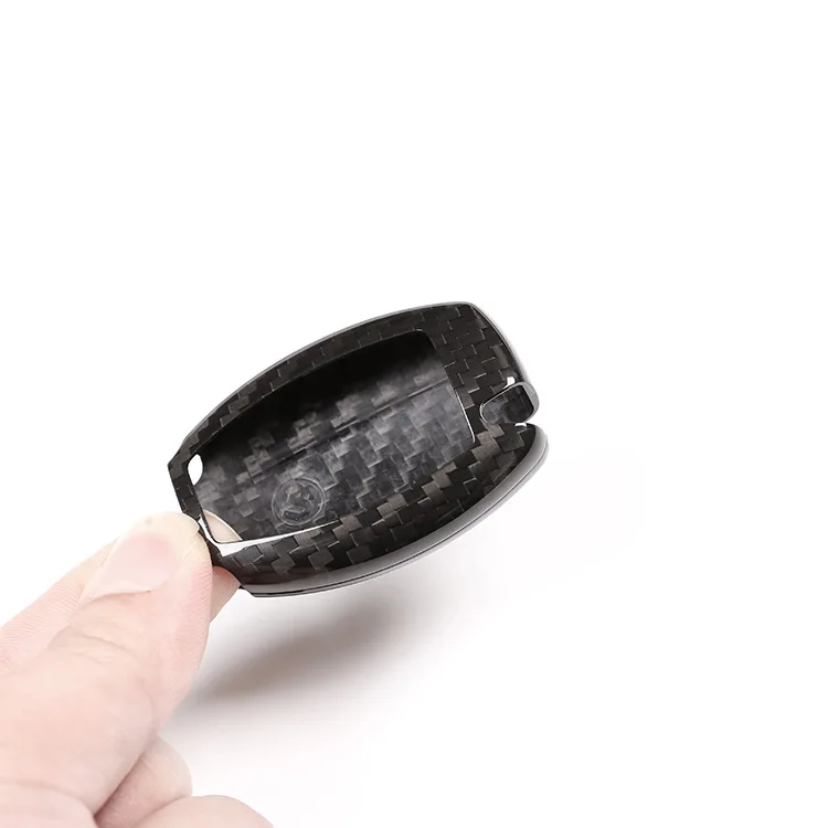 Protective Case Cover With Anti-lost Key Chain Real Carbon Fiber Buckle Smart Key Cover For B Model C E