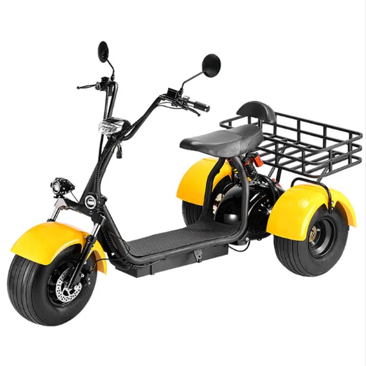 60V 2000W 3000W Motor Electric Trike Scooter 3 Wheels Fat Tire Steel Material Adults Lithium Battery 3-Wheeled Moped Passengers