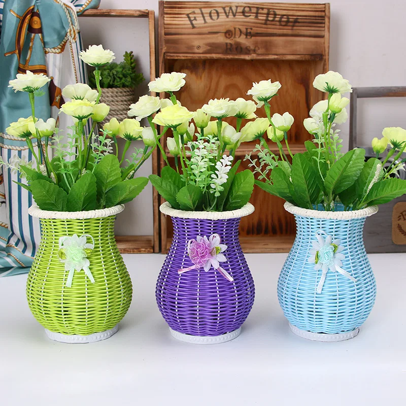 Flower Vase Home Decor Handmade Woven Straw Basket Bag European And American Holiday Storage Baskets