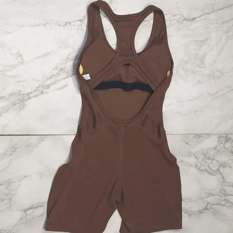 Stylish Design Yoga Jumpsuit Black Sleeveless Low Cut U-neck Workout Romper Breathable Quick Dry High Elastic Sport Bodysuit