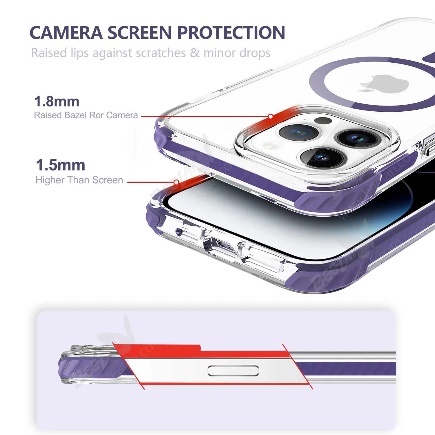 2023 Beelan Clear TPU Phone Case Shockproof TPE Protection Cover With Magsafes For iPhone 15 Case For iPhone 15 Pro Max Case