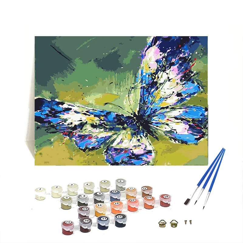 Pre-printed Art Animal Acrylic Paint Painting Colored Paint By Numbers Kit On Canvas for Adult Students
