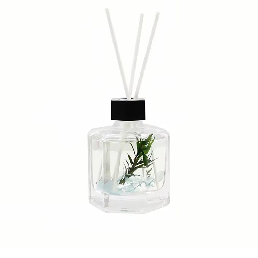 Elegant Square Reed Diffuser Glass Bottle Elegant Design Luxury Reed Diffuser Home Fragrance For Toilet Fragrance Jar