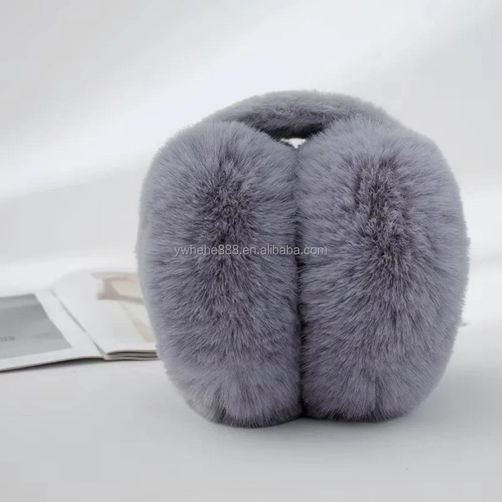 Factory Custom Women Winter Adjust Faux Rabbit Fur Earmuffs Elegant Ladies Warmers Wool Comfort Plush Ear Muff