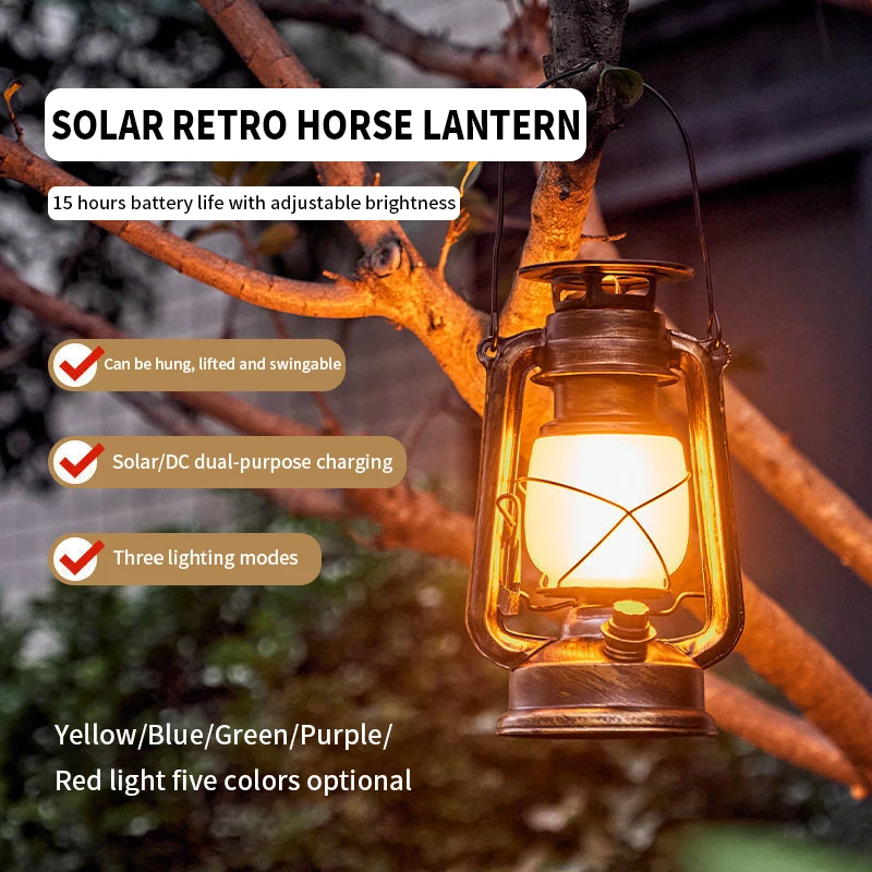 Portable Outdoor BBQ Hiking Lighting LED Rechargeable Fishing Light Decorative Solar Camping Lantern Light