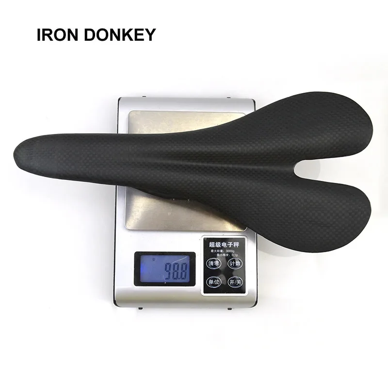 IRONDONKEY All-Weather Leather Bike Seat Soft Non-Standard Mountain Road Bicycle Saddle Hollow Design Carbon Fiber Cushion