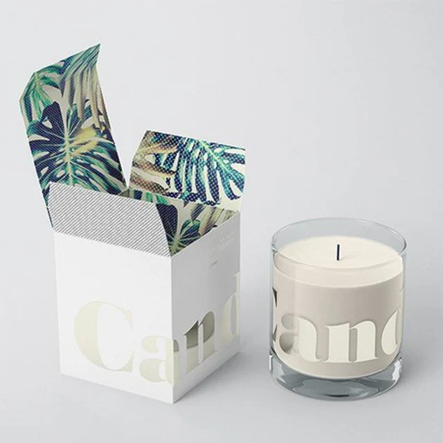 Luxury wholesale brand logo silver foil printing high quality candle jar package paper boxes