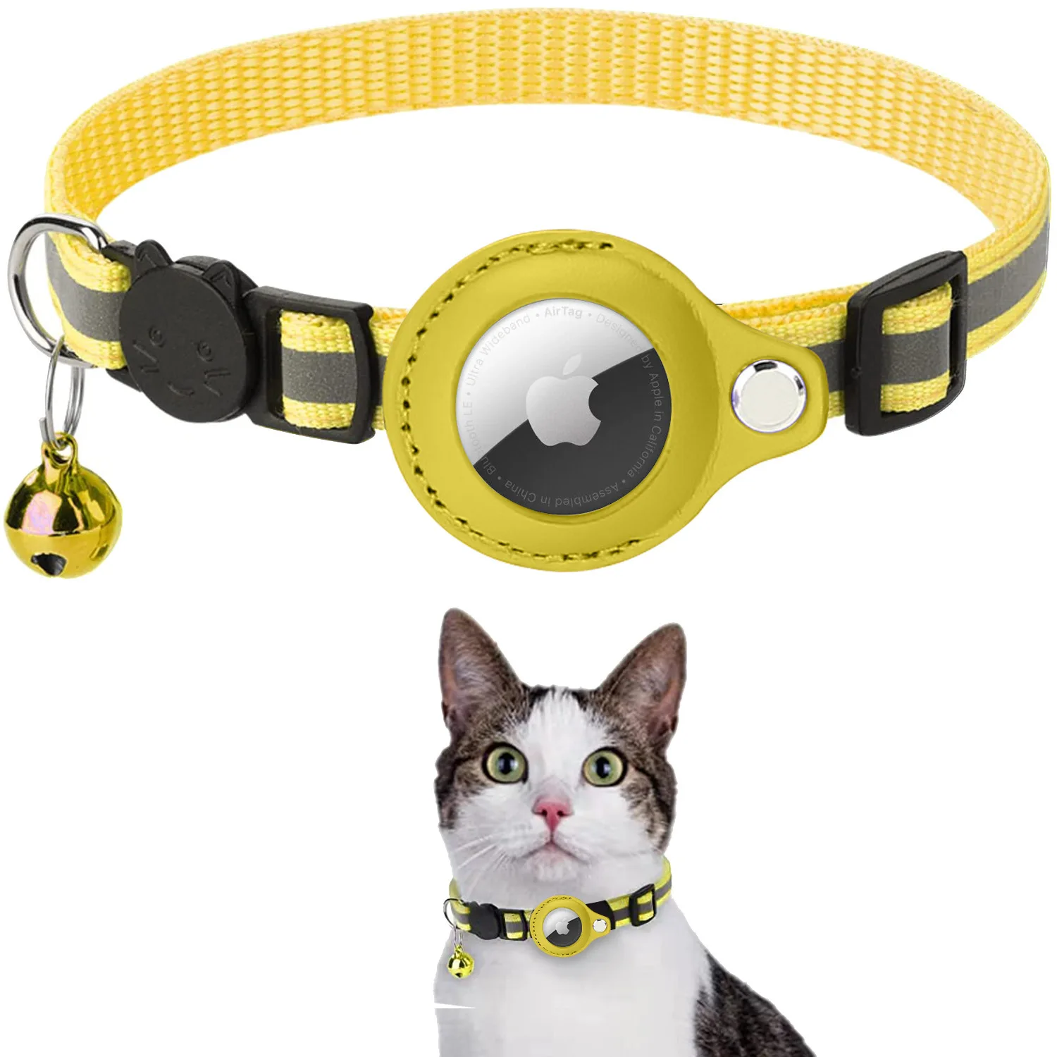 Kingtale Cat Accessories Adjustable Reflective Case Holder Pet GPS Tracker Solid Nylon Dog Collar Sash Nylon Cover for Animals for pets