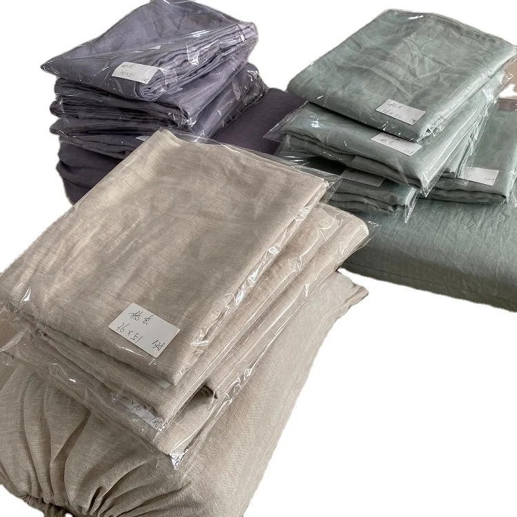 Eco-friendly Oeko Tex French Raw Flax Natural Crepe Plain Reactive Dyed Extra 110 inch wide width Bedding Curtain Linen Fabric