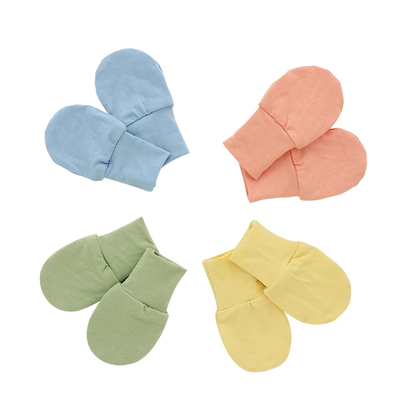 Wholesale Lovely Printed Solid Color Baby Mittens Customize New Born Bamboo Cotton Fabric Autumn Winter Super Soft Baby Gloves