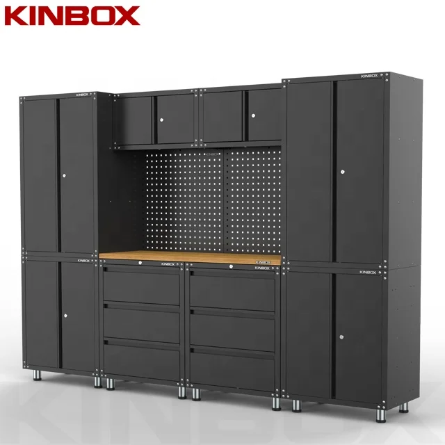 Kinbox Hot Sale Heavy Duty Wholesale Metal Garage Storage Tool Cabinets with Pegboard Garage Cabinets