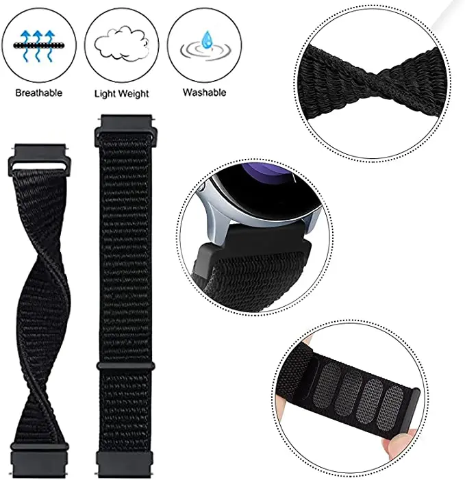 22mm 20mm Nylon Watch Strap For Samsung Galaxy Watch 4 Classic Band 46mm 42 Active 2 45mm 46mm 42mm Gear S3 Watch String