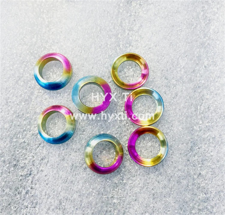 Customized CNC Rainbow  Titanium Convex And Concave Washers