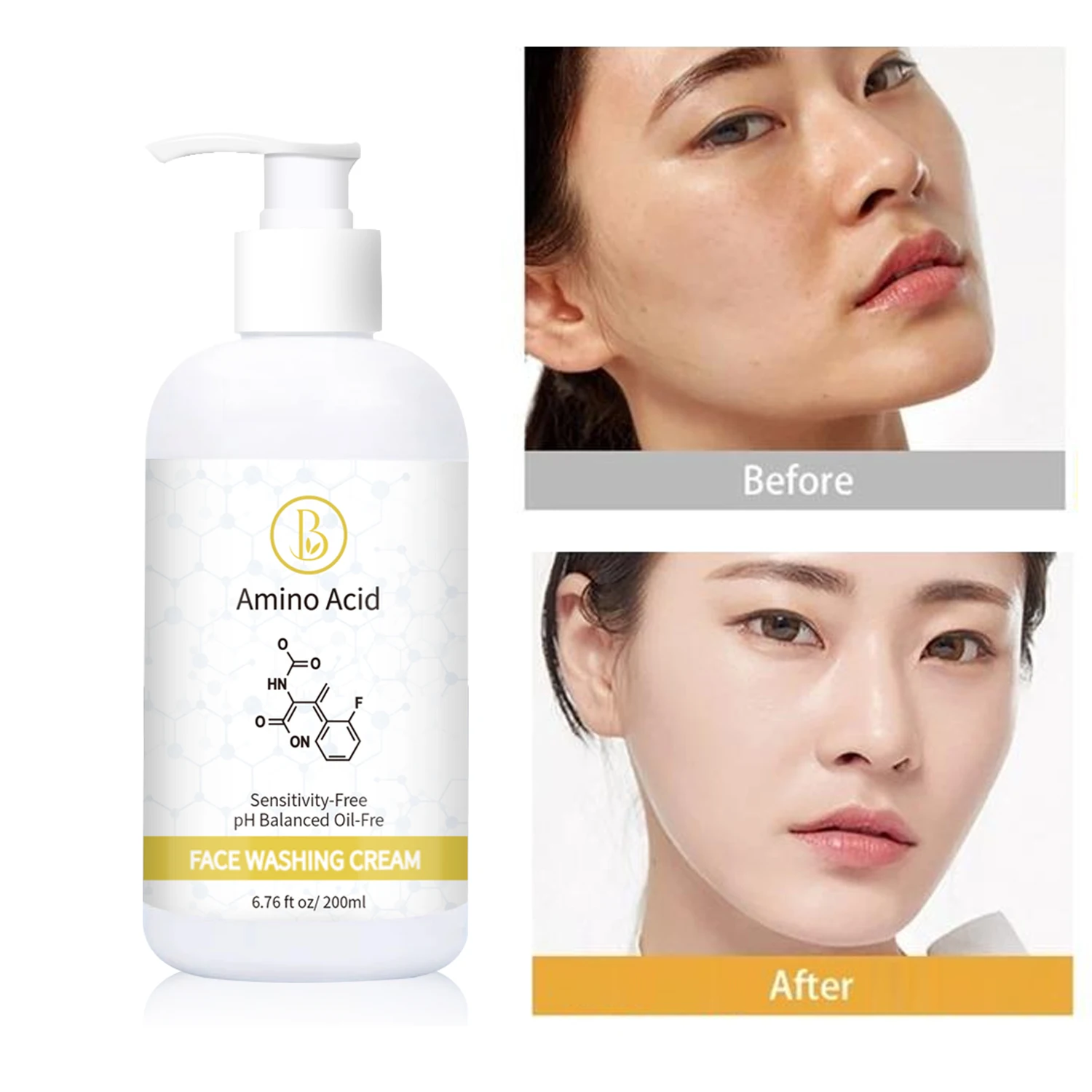 Natural skin care collagen nutrogena herbal anti acne foaming wash face wash machine Amino Acid facial cleanser for eczema