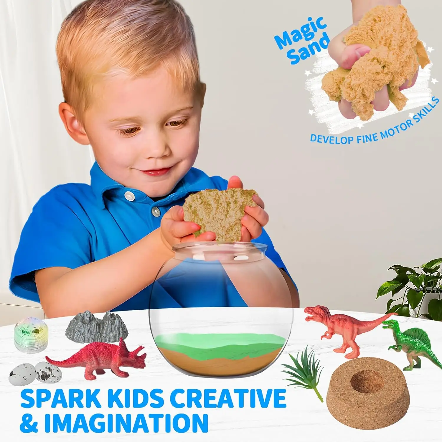 New Designs DIY Terrarium Night Light Kit for Kids Dinosaur World Terrarium Arts and Crafts Kit for  Children