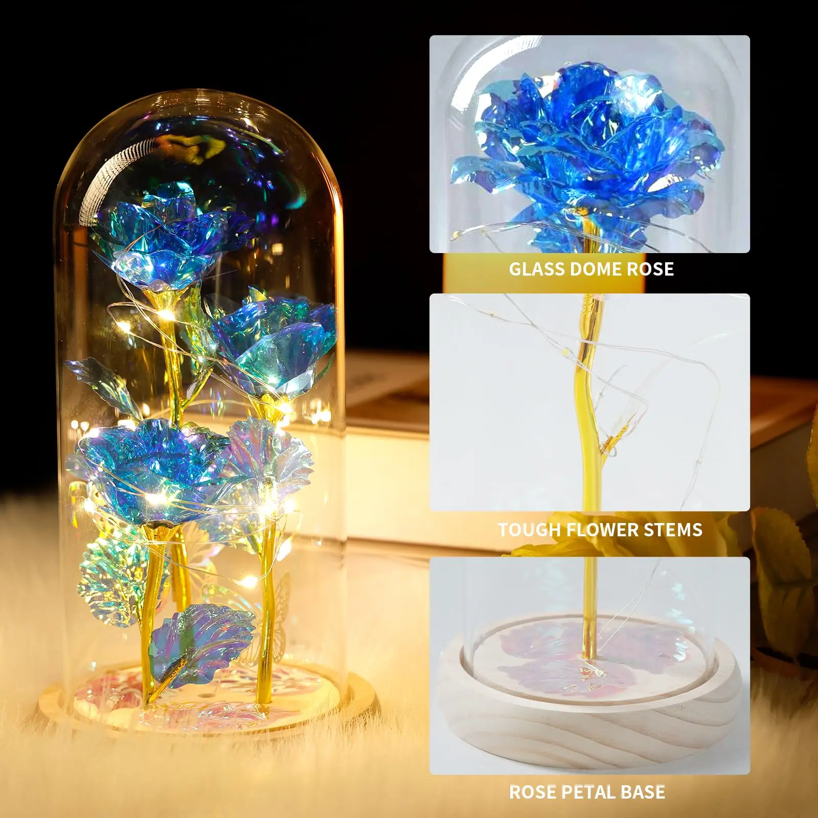 Galaxy Rose в стеклянном куполе blue Forever сохраняет цветы для подруги жены мамы