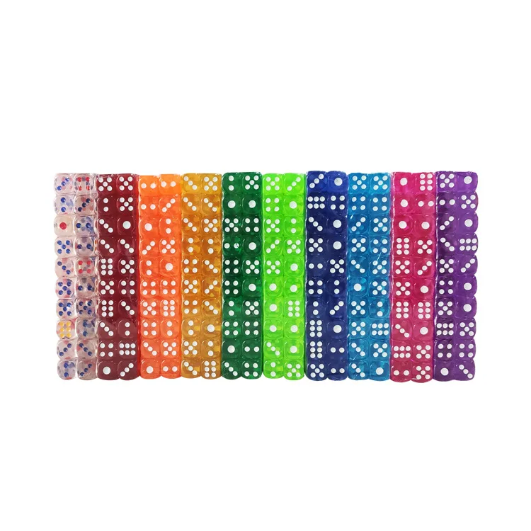 12mm Rounded Colorful Dice Transparent Table Game Crystal Acrylic Dice For Bar KTV Entertainment